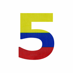 Digit number 5 - Colombia flag colors