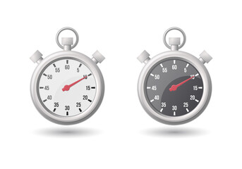 Stopwatch set. Timer, clock illustration. Flat illustration of stopwatch. Vector icon for web design. Isolated on white background. 