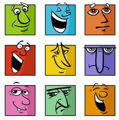 characters or emotions cartoon illustration set