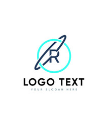 R letter initial vector logo template