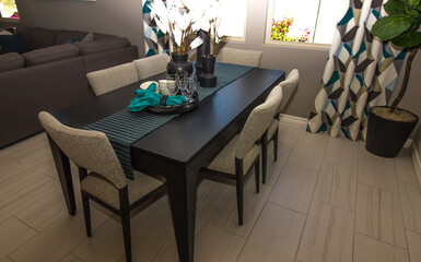Modern Dining Room Table Set With Table And Six Chairs