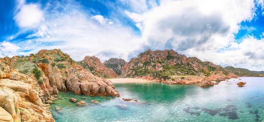 Captivating view of Li Cossi beach on Costa Paradiso resort.