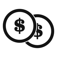 Bank teller dollar coins icon, simple style