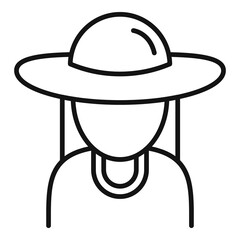 Girl hitchhiking icon, outline style