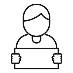 Hitchhiking boy icon, outline style