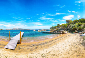 Captivating  view of  beach on Porto Rafael resort. Picturesque seascape of Mediterranean sea.