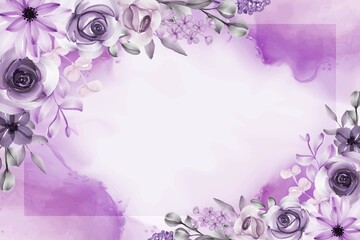 Beautiful flower and leaves purple background