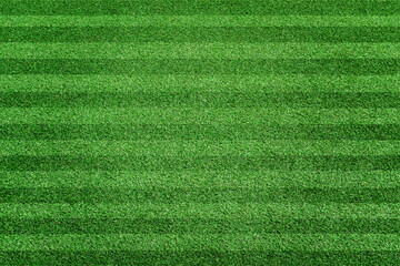 Striped grass soccer field. Green lawn sport background. Top view