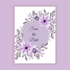 wedding invitation purple flower watercolor