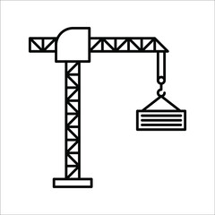 Crane with building icon in trendy flat style isolated on white background.