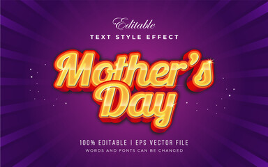 Mothers Day in retro orange 3d and embossed effect editable text style effect