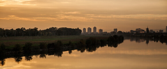 Sunset over the Zagreb City 
