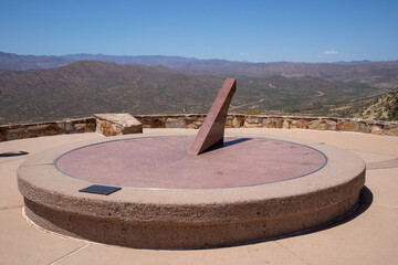 large sundial at scenic lookout point outdoors