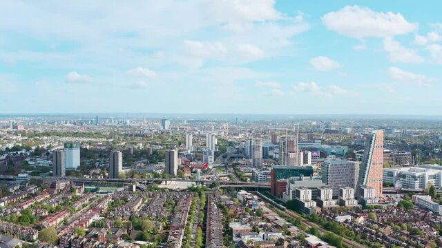 Drone shot towards Westway west London eighty eight wood lane
