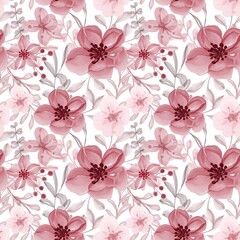 watercolor floral red seamless pattern