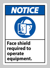 Notice Sign Face Shield Required to Operate Equipment