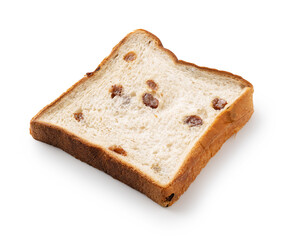 Bread with raisins placed on a white background.