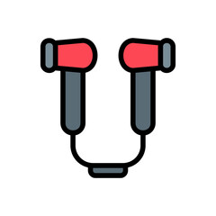 Earphone icon vector illustration in filled line style about multimedia for any projects