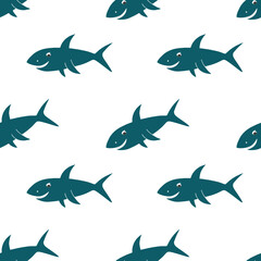 Seamless vector pattern with sharks. For prints, fabric, textile. 