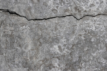 Texture of old cracked concrete wall. Rough gray concrete surface. Great for background and design. Close-up. High resolution.