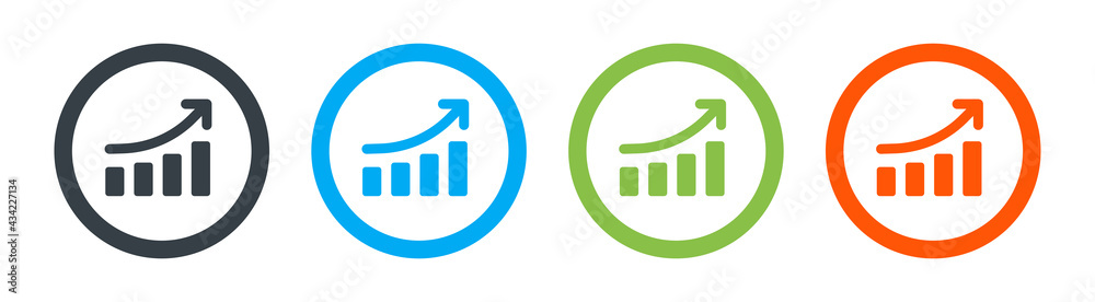 Poster business increasing chart with arrow. growth data graph collection.