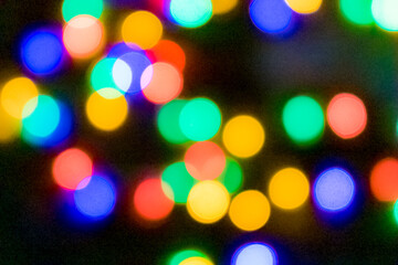 Abstract colorful bokeh with black background