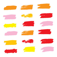 Red Watercolor Acrylic. Yellow Brushstroke Creative. Brushes Square. Ink Japanese. Paintbrush Scratch. Paint Isolated. Grungy Square. Art Distress. Set Freehand.