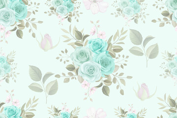Floral seamless pattern background with soft color