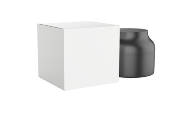 Cosmetic jar with packaging box mock up isolated on white background - 3d illustration