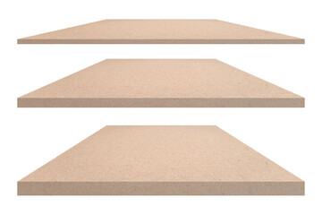 Collection of Old brown paper texture shelves on a white background isolated with Clipping Paths for design work