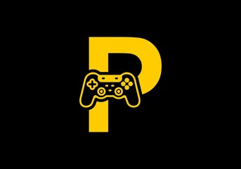 P initial letter with joystick shape