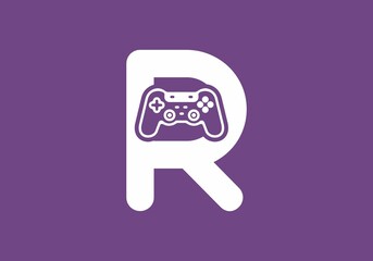 R initial letter with joystick shape
