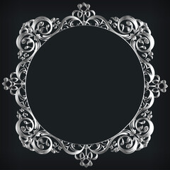 Frame Silver Circular Decorative Ornament Border Vector Design Element