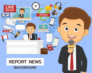 Report news concept background. Flat icons.