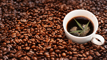 hot cannabis coffee on the table