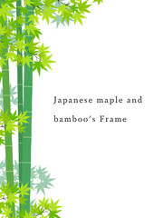 青もみじ・竹のフレーム素材（縦向き）