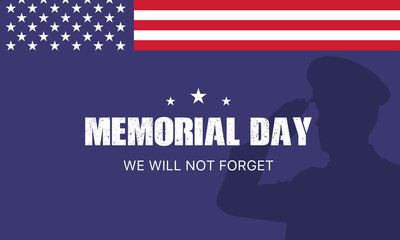 Memorial Day - Remember and honor with American flag, Vector illustration.