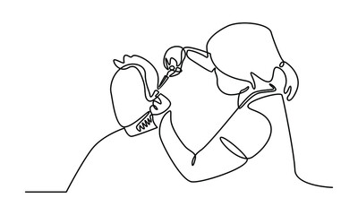 Continue line of woman in hairdressing salon illustration