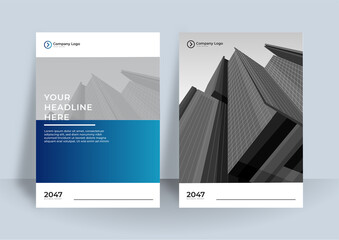 City Background Business Book Cover Design Template with Blue Color