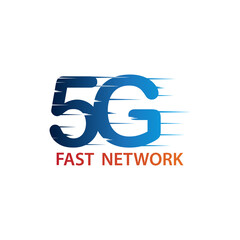 Obraz premium 5G logo network speed circuit technology illustration in isolated white background, broadband telecommunication wireless internet concept