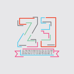 23th Years Anniversary Logo Birthday Celebration Abstract Design Vector Illustration.