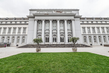 Koblenz City in Rhineland Palantino - Germany - aerial shot of historic German palace Building wit hhuge park