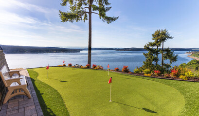 Putting green with a view of the ocean