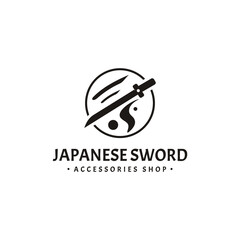 japanese sword logo template illustration