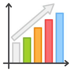 A flat design, icon of growth chart