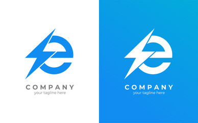 Letter e logo concept combined with lightning shape. Symbolizes strength, sturdy, sophisticated and modern. simple and powerful for your logo design. Vector Illustration EPS 10.