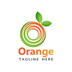 3d orange fresh logo template design vector in isolated white background