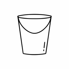 Bucket for cleaning. Working equipment for garden. Vector illustration in doodle style.