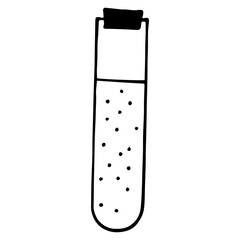 chemical test tube icon. hand drawn doodle style. vector, minimalism, monochrome. laboratory glassware.