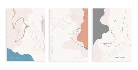 Contemporary Art Posters Set With Fluid Lines Design